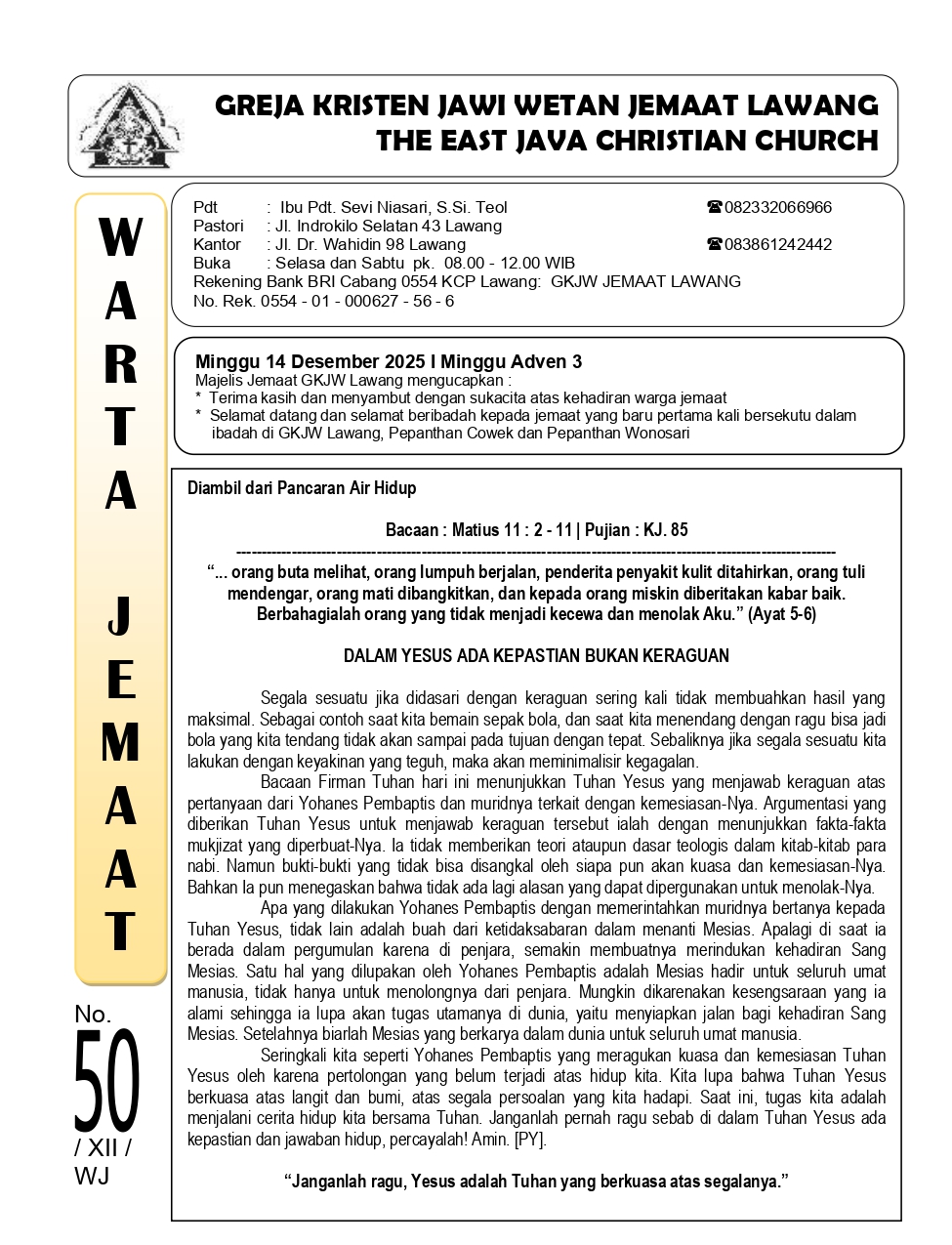 Warta Jemaat 14 Desember 2025