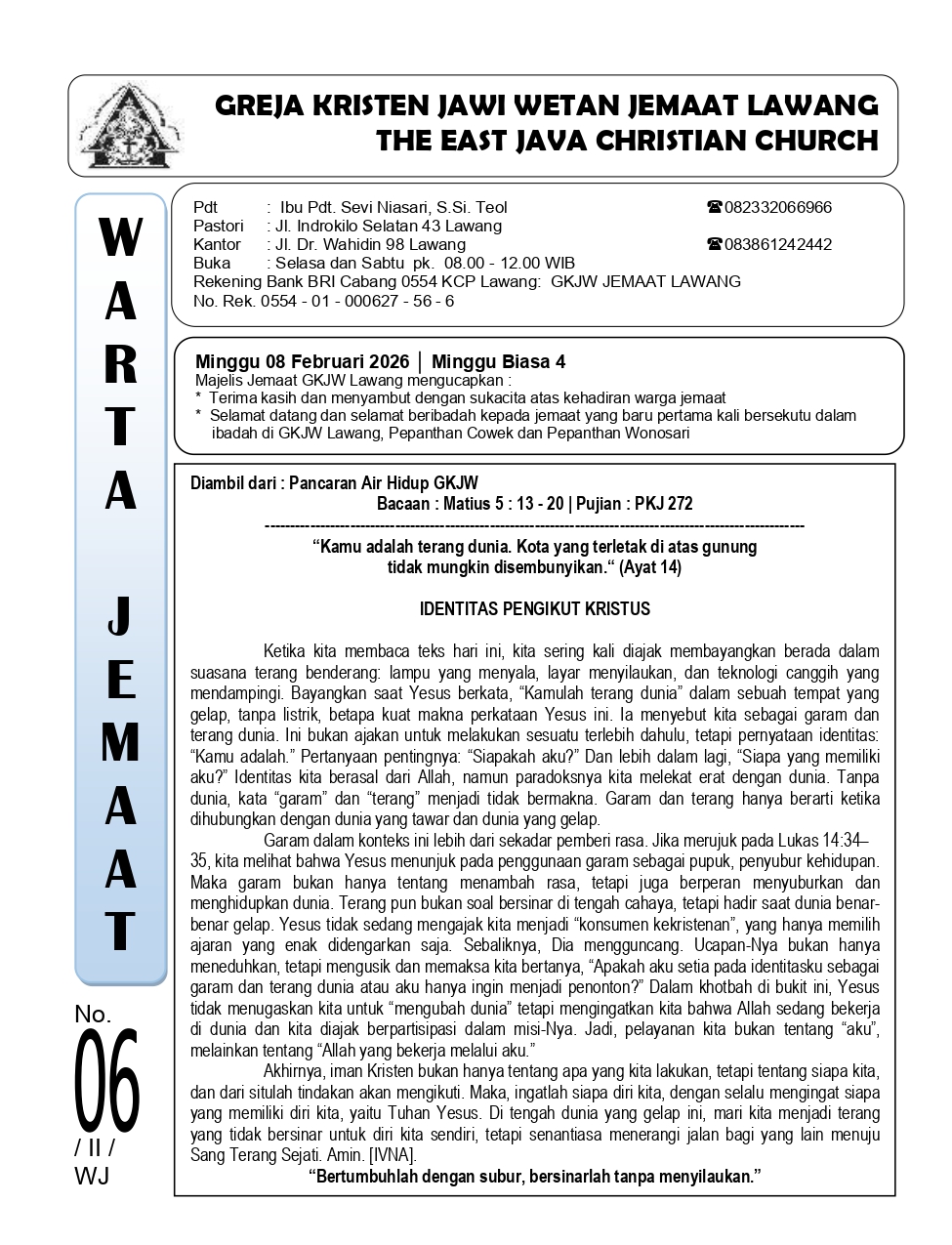 Warta Jemaat 08 Februari 2026